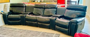 Black Leather Reclining Home Theater Set