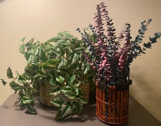 Two Faux Plants In Baskets