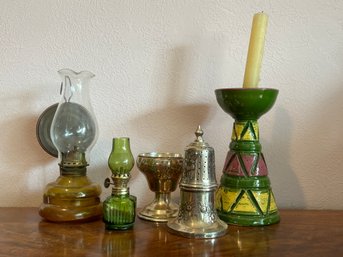 Assortment Of Antique Candle Holders And More!
