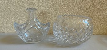 Pair Of Small Crystal Cut Glass Bowls