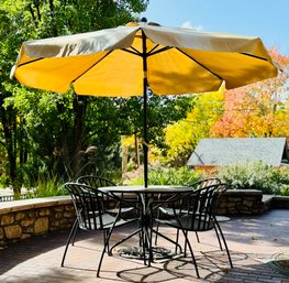 Woodward Valencia Wrought Iron Patio Furniture With Umbrella And 4 Chairs