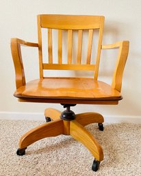 Vintage Wooden Swivel Office Chair