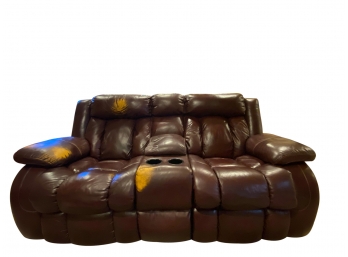 Brown Leather Electric Reclining Sofa