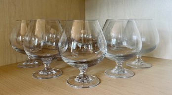 Five Clear Glass Brandy Snifter Glasses