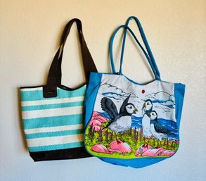 Two Large Blue Tote Bags