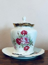 Vintage Floral Porcelain Vase And Dish