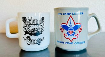Vintage Highlands Camp Milk Glass Mug With 90's Long Peak Camp Leader Mug