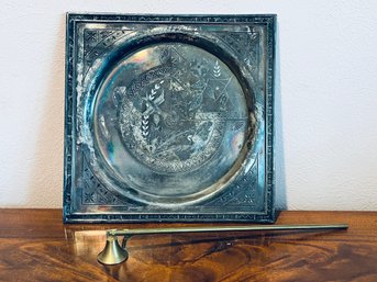 Brass Candlewick Stopper And Quadruple Tray