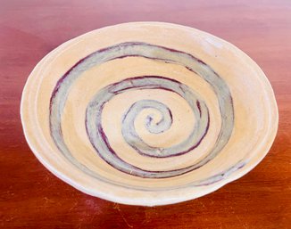 Aria Hendrickson Signed Spiral Hand Painted Clay Plate