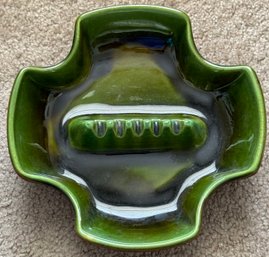 Vintage Green USA Pottery Lava Ashtray