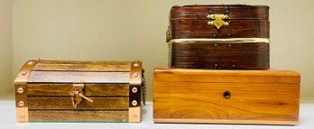 Trio Of Wooden Jewelry Boxes Including One By Lane