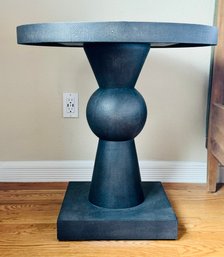 HW Home Leather Round Contemporary Style Endside Table 1 Of 2