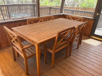 Outdoor Teak Wood Patio Table With 6 Chairs