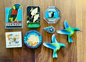 Lot Of Colorful Vintage Travel Magnets