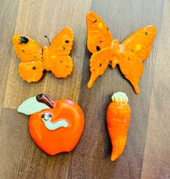 Vintage Ceramic Orange Nature Kitchen Magnets