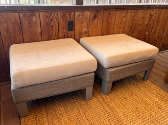 Pair Of Modern Outdoor Cushioned Ottomans