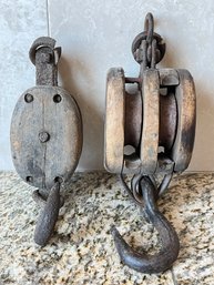 Antique Industrial Block And Tackle Pulleys