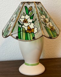 Ceramic Base Stained Glass Shade Candle Tea Light