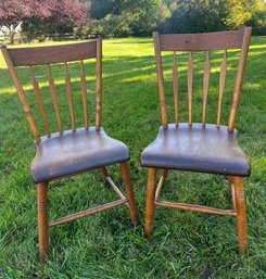 Pair Of Rustic Wooden Chairs