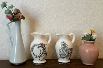 Lot Of Small Vases W/ Faux Flowers