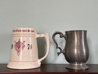 Pewter Engraved Mug And 1970 Ceramic Mug