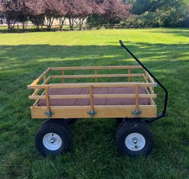 Large Wooden Riding Wagon With Removable Side Slats