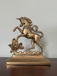 Vintage Brass Unicorn Bookend