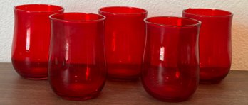 Set Of 5 Red Thick Bottom Tumblers