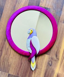 Vintage Circle Silk Bound Parrot Mirror