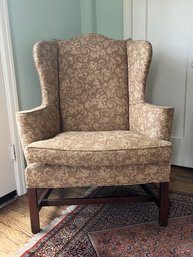 Tan Paisley Traditional Wingback Chair