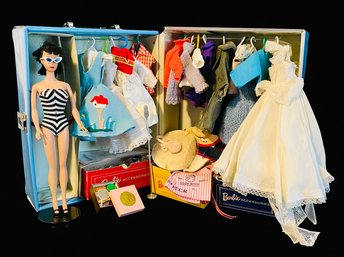 Vintage 1959 Barbie With Original Outfit, Case And Accessories
