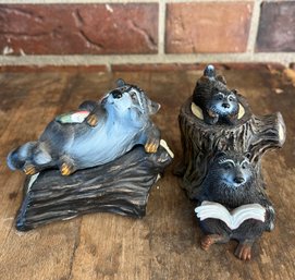 Krittier Hollows Lounging Racoon Figurines With Keepsake Box