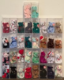 Collection Of Original Beanie Babies In Display Cases