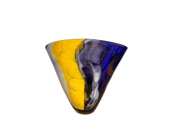 Art Glass Vase - Cobalt And Sunny Yellow