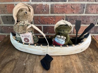 Boyd's Bears Bear And Frog Fishing In A Canoe - Plush Figurines