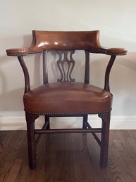 Vintage George III Style Leather And Mahogany Armchair