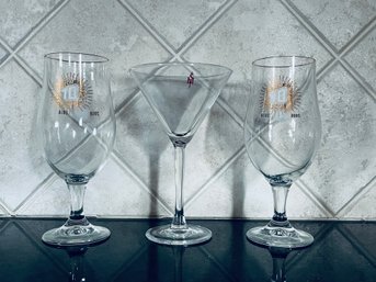 Pair Of Upslope Beer Glasses And Martini Glass