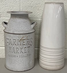 Two Home Decor Items Including A Ceramic Vase