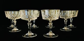 8 Vintage Crystal Champagne Coupe Glasses