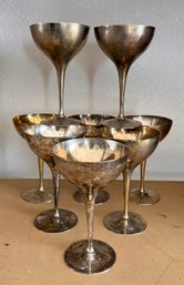 Set Of 8 Silver-plate Coupe Glasses