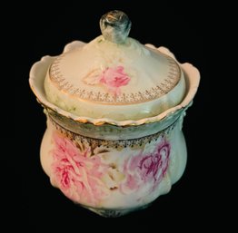 Vintage Nippon Hand Painted Porcelain Jar With Lid