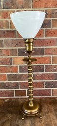 Brass Table Lamp, Opaque Glass Shade