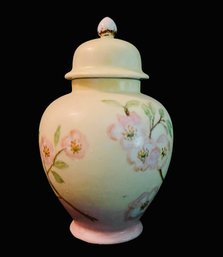 Hand Painted Cherry Blossom Porcelain Lidded Jar