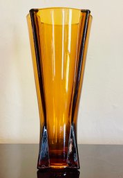 1960's Anchor Hocking Amber Colored Glass Vase