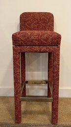 Red Fabric Bar Stool With Swivel Seat (1 Of 2)