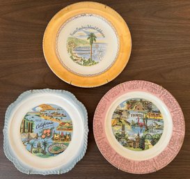 Trio Of Souvenir State Decorative Plates