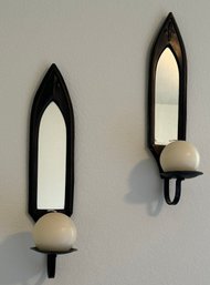 Pair Of Metal/mirror Candle Holders