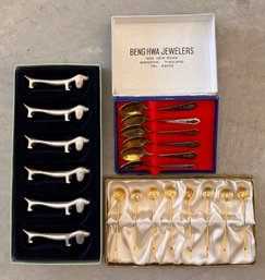 Boxed Sets Of Coffee Spoons And  Chopstick Holders