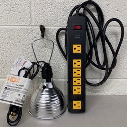 Small Clip Shop Lamp And Power Surge Protector