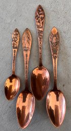 Four Copper Souvenir Spoons